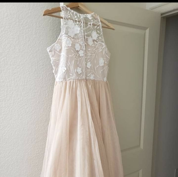 Big Girls Embroidered Mesh Gown, Taupe - Picture 5 of 9